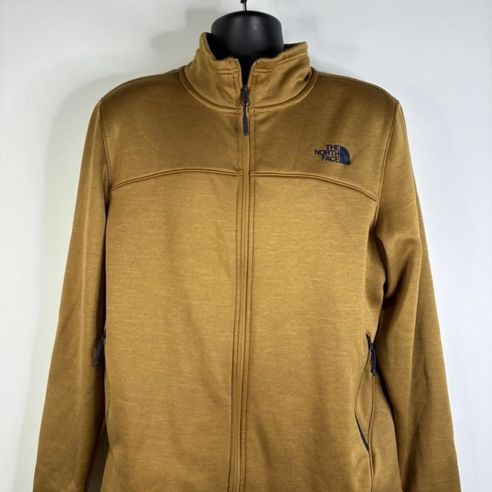 The‎ North Face Men's Fleece Lined Jacket Camel Tan Full Zip Logo Large -READ